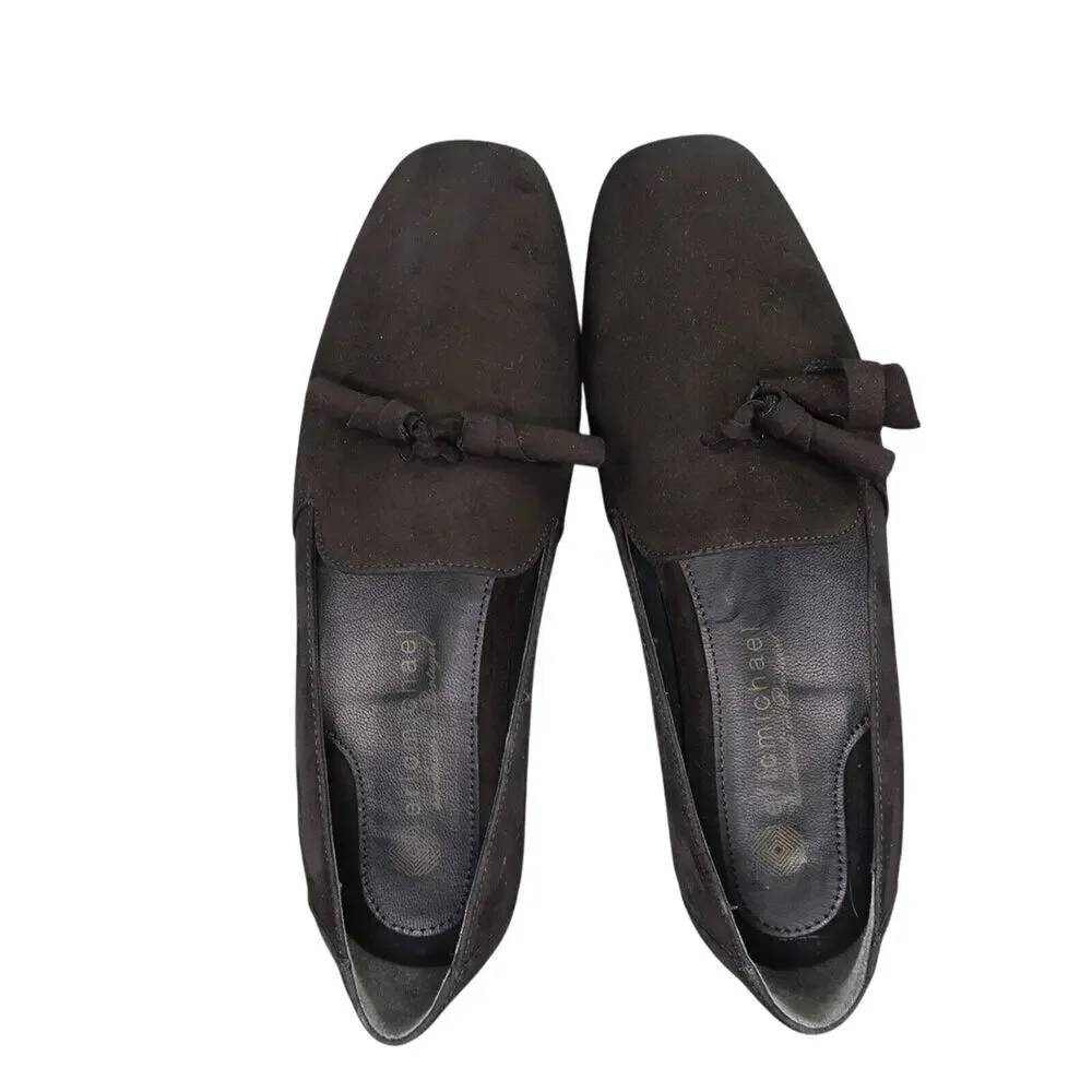 Eric Michael Shoes Womens 39 Loafer Tassel Fashion Career Classic Leather Black